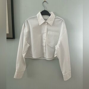COS Poplin Long-Sleeve Crisp White Cropped Shirt